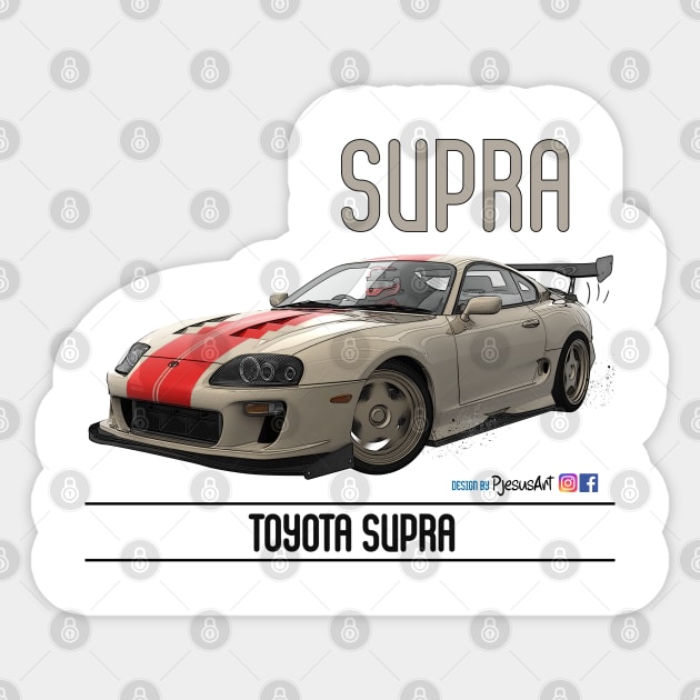 Supra Time Attack White Stripe Sticker by PjesusArt